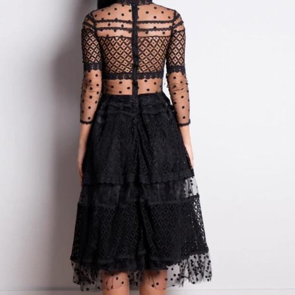 💋💋💋BLACK MID CALF SHEER 🔥🔥DRESS💋💋💋 - Picture 5 of 5